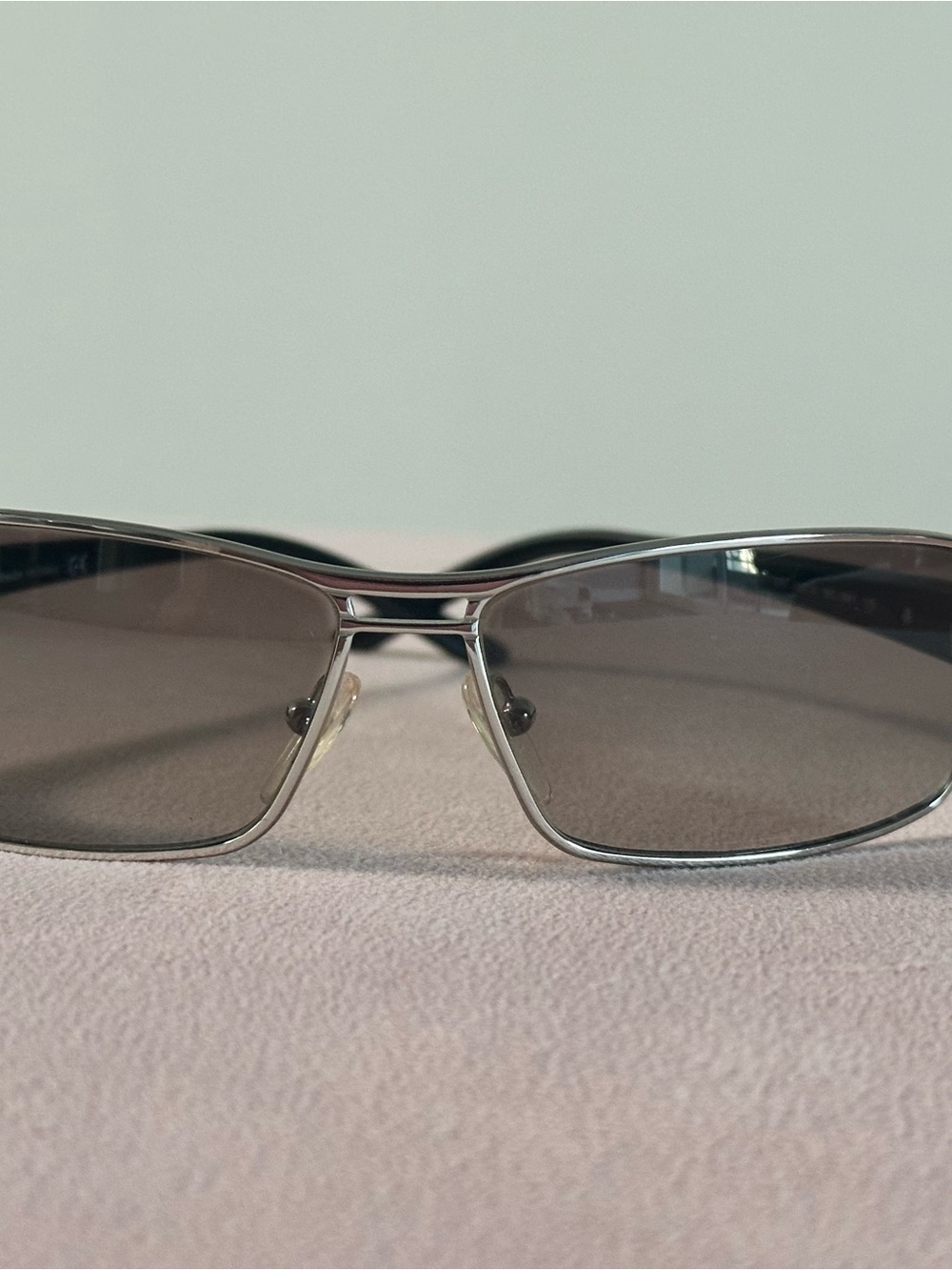 Prada Silver Frame with Black Lenses Rectangular Sunglasses - Picture 4 of 6
